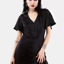 MET1 Women DAMOZEL FIT AND FLARE V NECK MINI DRESS