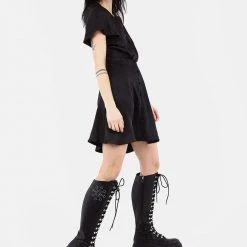 MET1 Women DAMOZEL FIT AND FLARE V NECK MINI DRESS