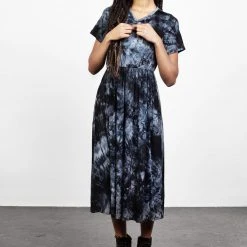 MET1 DRACONIC TIE DYE MIDI SKATER DRESS