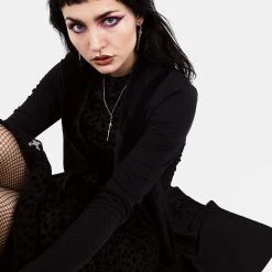 MET1 WOOLFE LONGLINE FAUX FUR CARDIGAN Clothing