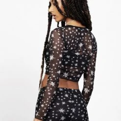 PFA1 ENSNARE LACE TRIM MESH TOP Clothing