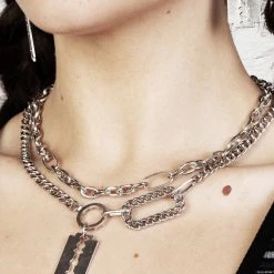 TOU1 Blade Multi-Chain Necklace Women