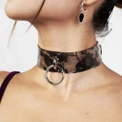 YHU1 GOTHITA PU LACE CHOKER Women