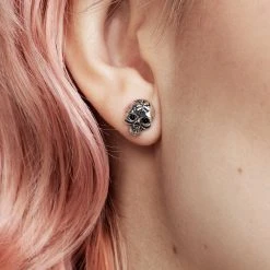 TOU1 MORI SKULL STUD EARRINGS