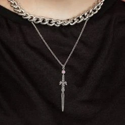 TOU1 RITUAL DAGGER AMETHYST PENDANT NECKLACE